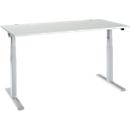 Schäfer Shop Select ERGO-T 2.0 desk, electrically height-adjustable, rectangular, T-foot, W 1600 x D 800 x H 640-1300 mm, light gray/white aluminum