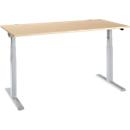 Schäfer Shop Select ERGO-T 2.0 desk, electrically height-adjustable, rectangular, T-foot, W 1600 x D 800 x H 640-1300 mm, maple/white aluminum