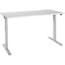 Schäfer Shop Select ERGO-T 2.0 desk, electrically height-adjustable, rectangular, T-foot, W 1600 x D 800 x H 715-1205 mm, light gray/white aluminum