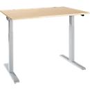 Schäfer Shop Select ERGO-T 2.0 desk, electrically height-adjustable, rectangular, T-foot, W 1600 x D 800 x H 715-1205 mm, maple/white aluminum
