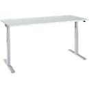 Schäfer Shop Select ERGO-T 2.0 desk, electrically height-adjustable, rectangular, T-foot, W 1800 x D 800 x H 640-1300 mm, light gray/white aluminum