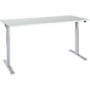Schäfer Shop Select ERGO-T 2.0 desk, electrically height-adjustable, rectangular, T-foot, W 1800 x D 800 x H 715-1205 mm, light gray/white aluminum