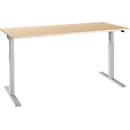 Schäfer Shop Select ERGO-T 2.0 desk, electrically height-adjustable, rectangular, T-foot, W 1800 x D 800 x H 715-1205 mm, maple/white aluminum