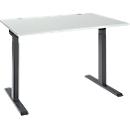 Schäfer Shop Select ERGO-T 2.0 desk, rectangular, T-foot, W 1200 x D 800 x H 675-895 mm, light gray/anthracite