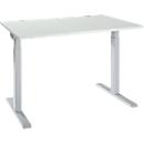 Schäfer Shop Select ERGO-T 2.0 desk, rectangular, T-foot, W 1200 x D 800 x H 675-895 mm, light gray/white aluminum