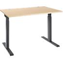 Schäfer Shop Select ERGO-T 2.0 desk, rectangular, T-foot, W 1200 x D 800 x H 675-895 mm, maple/anthracite
