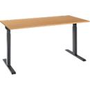 Schäfer Shop Select ERGO-T 2.0 desk, rectangular, T-foot, W 1600 x D 800 x H 675-895 mm, beech/anthracite