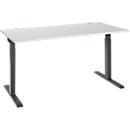 Schäfer Shop Select ERGO-T 2.0 desk, rectangular, T-foot, W 1600 x D 800 x H 675-895 mm, light gray/anthracite