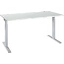 Schäfer Shop Select ERGO-T 2.0 desk, rectangular, T-foot, W 1600 x D 800 x H 675-895 mm, light gray/white aluminum