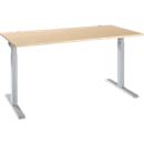 Schäfer Shop Select ERGO-T 2.0 desk, rectangular, T-foot, W 1600 x D 800 x H 675-895 mm, maple/white aluminum