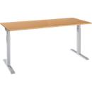 Schäfer Shop Select ERGO-T 2.0 desk, rectangular, T-foot, W 1800 x D 800 x H 675-895 mm, beech/white aluminum