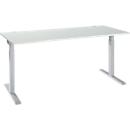 Schäfer Shop Select ERGO-T 2.0 desk, rectangular, T-foot, W 1800 x D 800 x H 675-895 mm, light gray/white aluminum