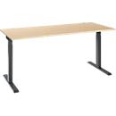 Schäfer Shop Select ERGO-T 2.0 desk, rectangular, T-foot, W 1800 x D 800 x H 675-895 mm, maple/anthracite