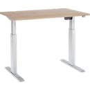 Schäfer Shop Select ERGO-T bureau, elektrisch in hoogte verstelbaar, rechthoekig, T-voet, B 1200 x D 800 x H 725-1185 mm, eiken/blank aluminium