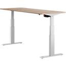 Schäfer Shop Select ERGO-T bureau, elektrisch in hoogte verstelbaar, rechthoekig, T-voet, B 1800 x D 800 x H 640-1300 mm, eiken/blank aluminium