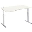 Schäfer Shop Select ERGO-T bureau, elektrisch in hoogte verstelbaar, vrije vorm, aanbouw links, T-voet, B 1800 x H 725-1185 mm, alu wit/wit