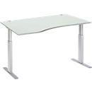 Schäfer Shop Select ERGO-T bureau, elektrisch in hoogte verstelbaar, vrije vorm, aanbouw links, T-voet, B 1800 x H 725-1185 mm, aluminium lichtgrijs/wit