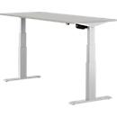 Schäfer Shop Select ERGO-T desk, electrically height-adjustable, rectangular, T-foot, W 1600 x D 800 x H 640-1300 mm, light gray/white aluminum