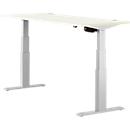 Schäfer Shop Select ERGO-T desk, electrically height-adjustable, rectangular, T-foot, W 1600 x D 800 x H 640-1300 mm, white/white aluminum