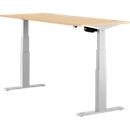 Schäfer Shop Select ERGO-T escritorio, regulable eléctricamente en altura, rectangular, pata en T, An 1600 x F 800 x Al 640-1300 mm, decoración arce/aluminio blanco