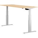 Schäfer Shop Select ERGO-T escritorio, regulable eléctricamente en altura, rectangular, pata en T, An 1800 x Pr 800 x Al 640-1300 mm, decoración arce/aluminio blanco