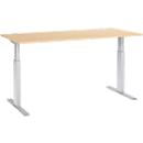 Schäfer Shop Select ERGO-T escritorio, regulable eléctricamente en altura, rectangular, pata en T, An 1800 x Pr 800 x Al 725-1185 mm, decoración arce/aluminio blanco