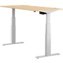 Schäfer Shop Select ERGO-T escritorio, regulable eléctricamente en altura, rectangular, pie en T, An 1200 x Pr 800 x Al 640-1300 mm, arce/aluminio blanco