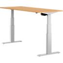Schäfer Shop Select ERGO-T escritorio, regulable eléctricamente en altura, rectangular, pie en T, An 1600 x F 800 x Al 640-1300 mm, haya/aluminio blanco