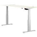 Schäfer Shop Select ERGO-T escritorio, regulable eléctricamente en altura, rectangular, pie en T, An 1800 x Pr 800 x Al 640-1300 mm, aluminio blanco/blanco