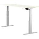 Schäfer Shop Select ERGO-T escritorio, regulable eléctricamente en altura, rectangular, pie en T, ancho 1600 x fondo 800 x alto 640-1300 mm, aluminio blanco/blanco