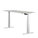 Schäfer Shop Select ERGO-T escritorio, regulable eléctricamente en altura, rectangular, pie en T, ancho 1800 x fondo 800 x alto 640-1300 mm, aluminio gris claro/blanco