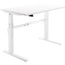 Schäfer Shop Select Escritorio, ajustable en altura eléctr., rectangular, pata en C, blanco/blanco, An 1200 mm 