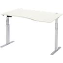 Schäfer Shop Select Escritorio con extensión ERGO-T, pata en T, extensión derecha, ajustable en altura eléctr. 2 niveles, An 1800 mm, blanco 