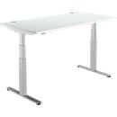 Schäfer Shop Select Escritorio DRIVE UP 2, pata en T, rectangular, ajustable en altura eléctr. en 2 niveles, An 1600 mm, gris luminoso/aluminio blanco 