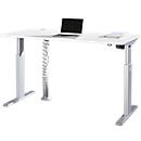 Schäfer Shop Select Escritorio ERGO-T, ajustable en altura eléctr. 1 nivel, rectangular, pata en T, An 1600 x P 800 x Al 725-1195 mm, blanco + espiral para cable