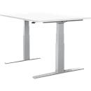Schäfer Shop Select escritorio LOGIN, regulable eléctricamente en altura, rectangular, pata en T, An 1200 x Pr 800 x Al 645-1290 mm, aluminio blanco/blanco