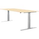 Schäfer Shop Select escritorio LOGIN, regulable eléctricamente en altura, rectangular, pata en T, An 1800 x F 800 x Al 645-1290 mm, arce/aluminio blanco