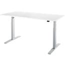 Schäfer Shop Select escritorio LOGIN, regulable eléctricamente en altura, rectangular, pata en T, ancho 1600 x fondo 800 x alto 645-1290 mm, aluminio blanco/blanco