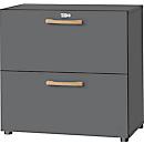 Schäfer Shop Select filing cabinet Start Off Wood, 2 OH, pass-through handles, W 800 x D 420 x H 788 mm, wood, graphite