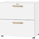 Schäfer Shop Select filing cabinet Start Off Wood, 2 OH, pass-through handles, W 800 x D 420 x H 788 mm, wood, white