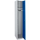 Schäfer Shop Select Garderobenschrank, 1 Abteil B 350 mm, 2 Fächer, Hutboden & Kleiderstange, abschließbar, weißalu/enzianblau