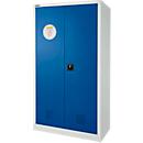 Schäfer Shop Select Gefahrstoffschrank, B 950 x T 500 x H 1585 mm, 1 Fachboden, 1 WHG‑Wanne, Sicherheitsfach Typ 30, lichtgrau/enzianblau