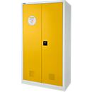 Schäfer Shop Select Gefahrstoffschrank, B 950 x T 500 x H 1585 mm, 1 Fachboden, 1 WHG‑Wanne, Sicherheitsfach Typ 30, lichtgrau/goldgelb