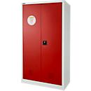 Schäfer Shop Select Gefahrstoffschrank, B 950 x T 500 x H 1585 mm, 1 Fachboden, 1 WHG‑Wanne, Sicherheitsfach Typ 30, lichtgrau/rubinrot