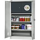 Schäfer Shop Select Gefahrstoffschrank, B 950 x T 500 x H 1585 mm, 2 Wannen inkl. WHG‑Wanne 11 Liter, Sicherheitsfach Typ 30, lichtgrau