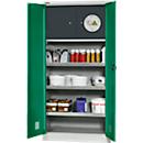 Schäfer Shop Select Gefahrstoffschrank, B 950 x T 500 x H 1935 mm, 3 Wannen, Sicherheitsfach Typ 30, lichtgrau/türkisgrün