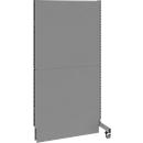 Schäfer Shop Select geluidsisolatiewand, mobiel, opbouwpaneel, met 1 steun &amp; 1 voet met dubbele wielen, B 1000 x D 740 x H 2000 mm, stofgrijs RAL 7037