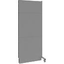 Schäfer Shop Select geluidsisolatiewand, mobiel, opbouwpaneel, met 1 steun &amp; 1 voet met dubbele wielen, B 1000 x D 740 x H 2500 mm, stofgrijs RAL 7037