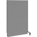 Schäfer Shop Select geluidsisolerende scheidingswand, mobiel, aanbouwpaneel, met 1 steun &amp; 1 voet met dubbele wielen, B 1250 x D 740 x H 2000 mm, stofgrijs RAL 7037