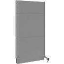 Schäfer Shop Select geluidsisolerende scheidingswand, mobiel, aanbouwpaneel, met 1 steun &amp; 1 voet met dubbele wielen, B 1250 x D 740 x H 2500 mm, stofgrijs RAL 7037